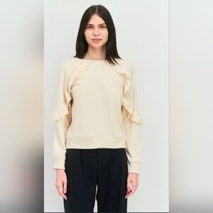 89th & Madison Cream Ruffle Sweatshirt